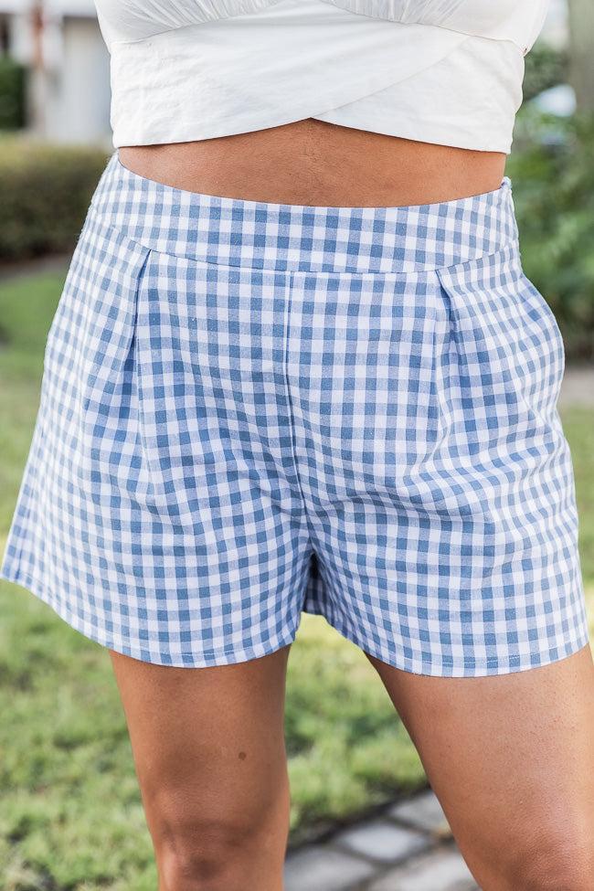 Conscious Reason Blue Gingham Shorts FINAL SALE Product Image