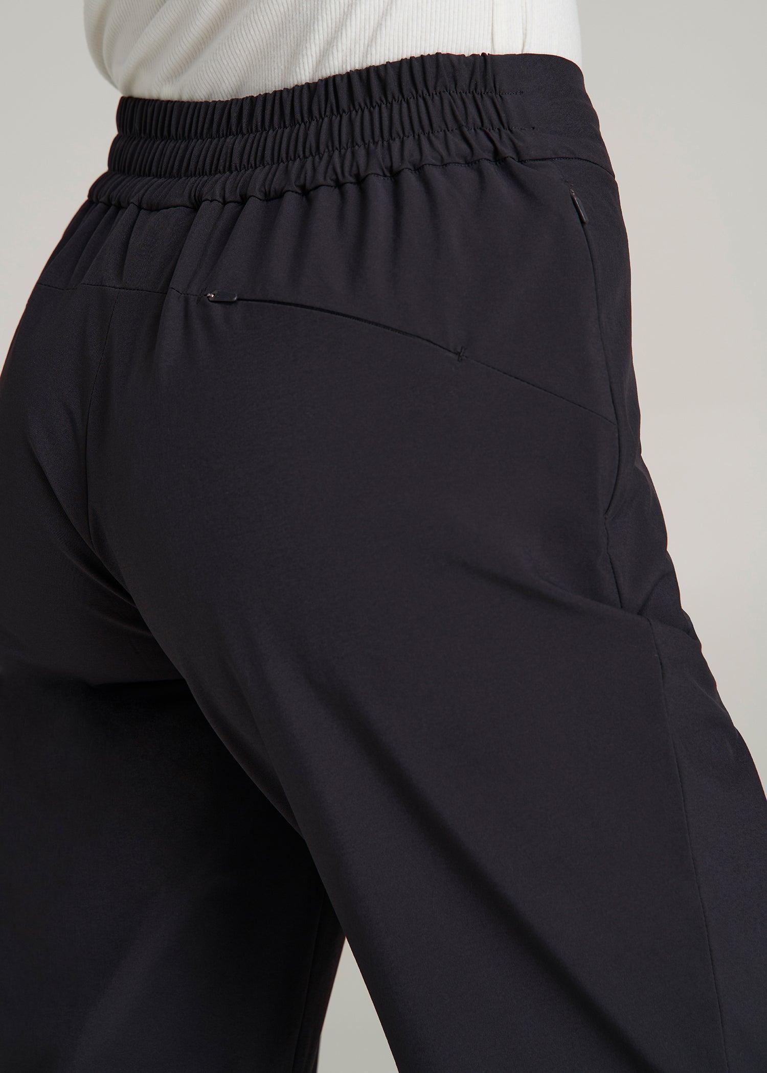 Pull On Fleece Lined Trouser Pants for Tall Women in Black Product Image