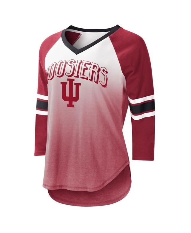 Womens G-iii 4Her by Carl Banks White Indiana Hoosiers Lead Off Ombre Raglan 3/4-Sleeve V-Neck T-shirt - White Product Image