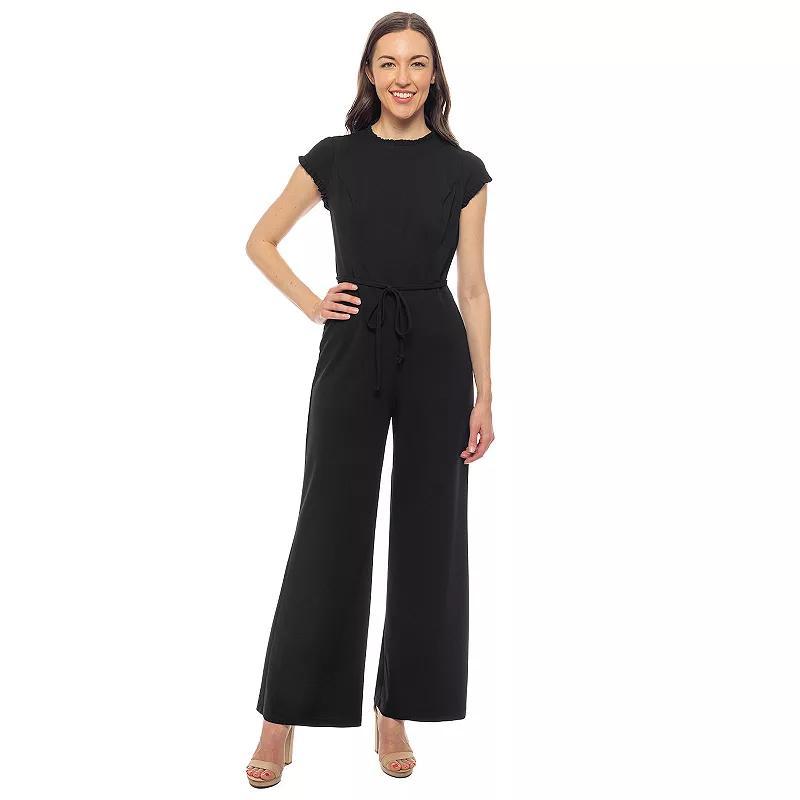 Womens Isaac Mizrahi Ruffle Scuba Crepe Jumpsuit Product Image