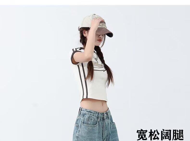 Low Rise Washed Denim Shorts Product Image