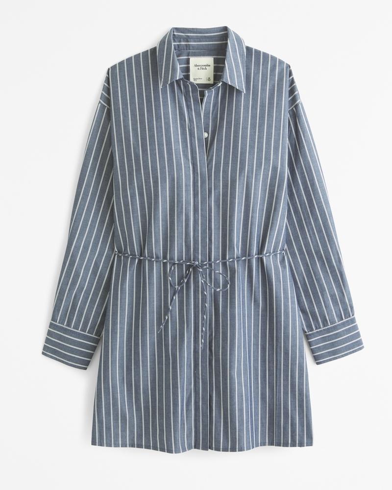 Long-Sleeve Mini Shirt Dress Product Image