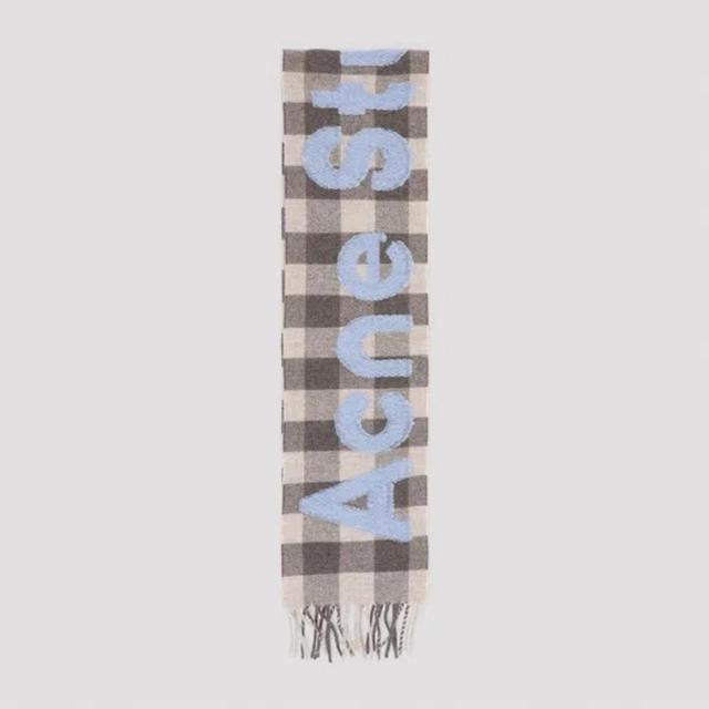 Jacquard-logo Checked Scarf In Brown,blue Product Image