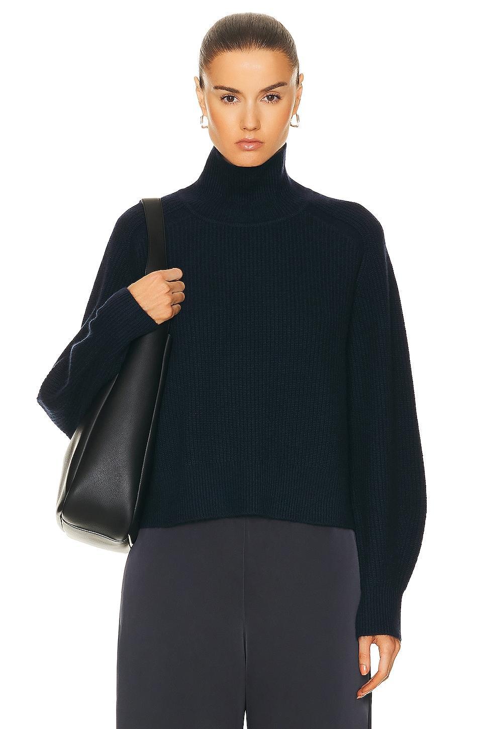 Guest In Residence Cropped Rib Turtleneck Sweater in Midnight - Navy. Size XS (also in ). product image