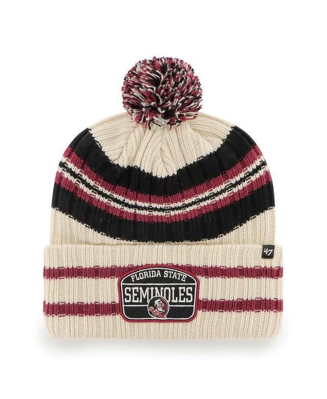 Mens 47 Natural Florida State Seminoles Hone Patch Cuffed Knit Hat with Pom Product Image