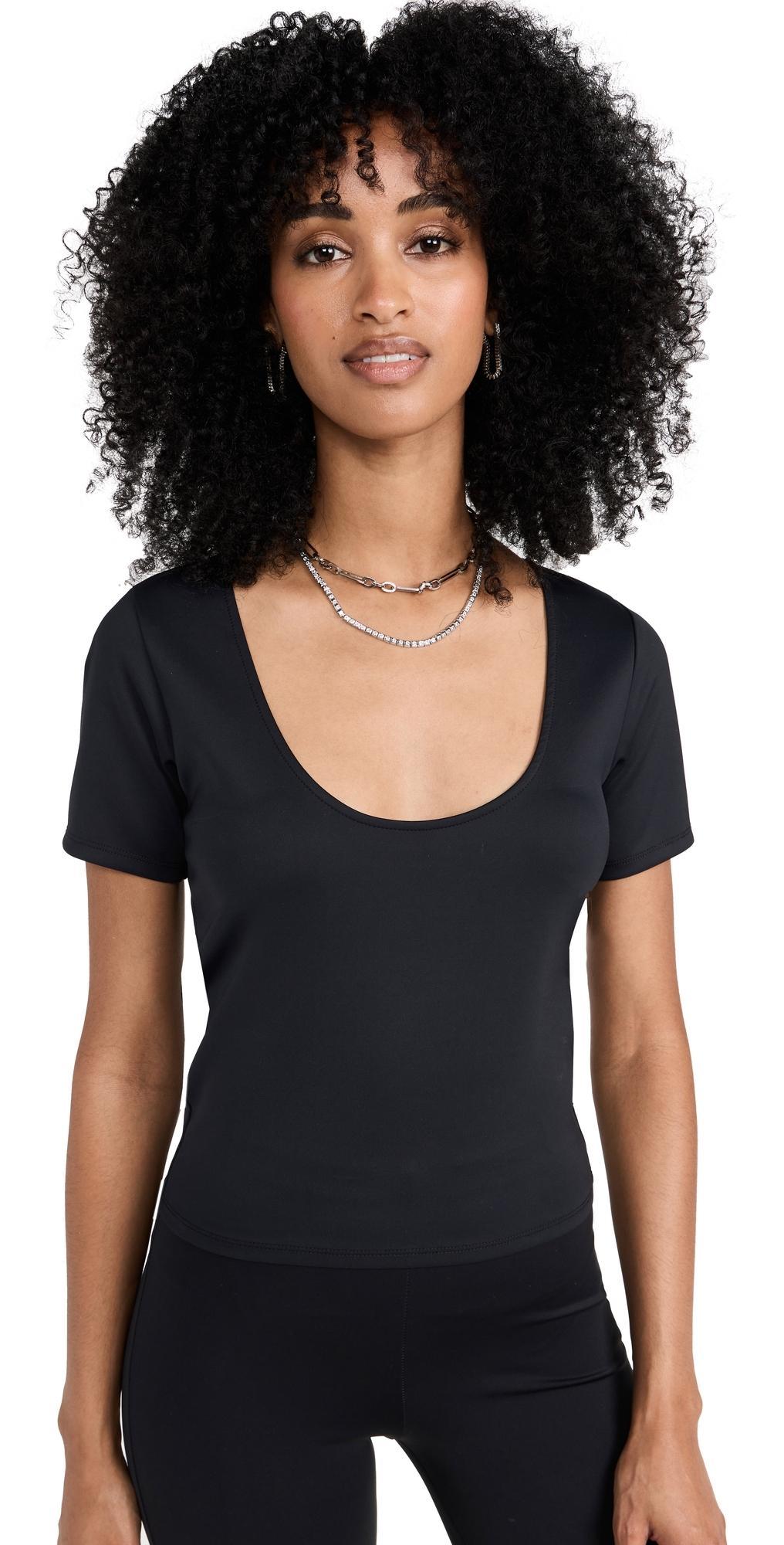 Good American Scoop Neck Crop Scuba Knit T-Shirt Product Image