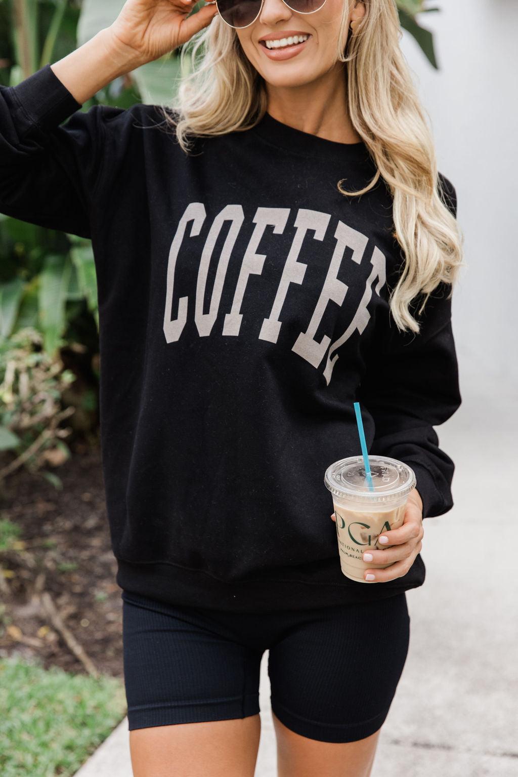 Coffee Block Black Oversized Graphic Sweatshirt Product Image