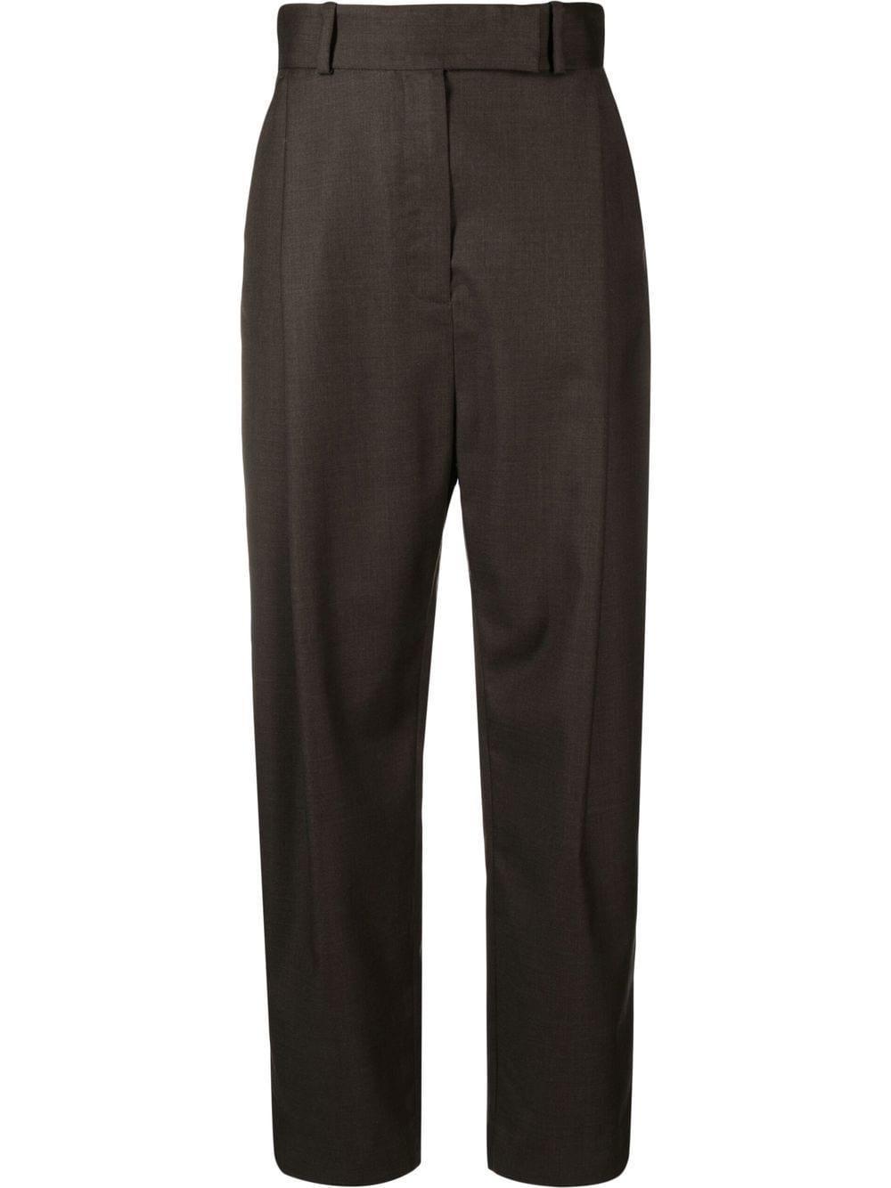 Tapered Wool Trousers In Brown Product Image