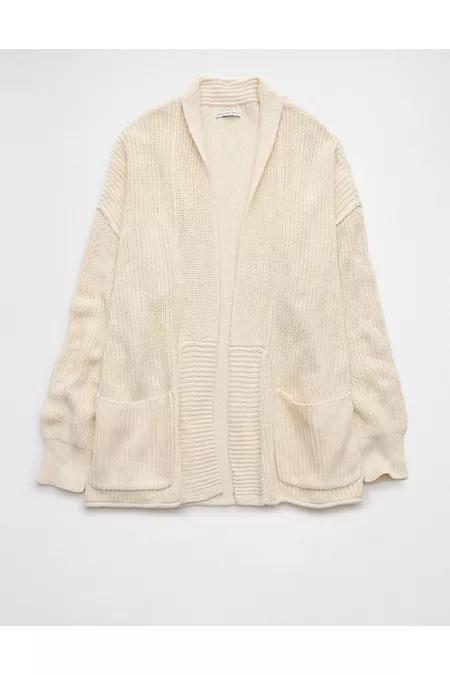 AE Open Front Shaker-Stitch Cardigan Women's Product Image