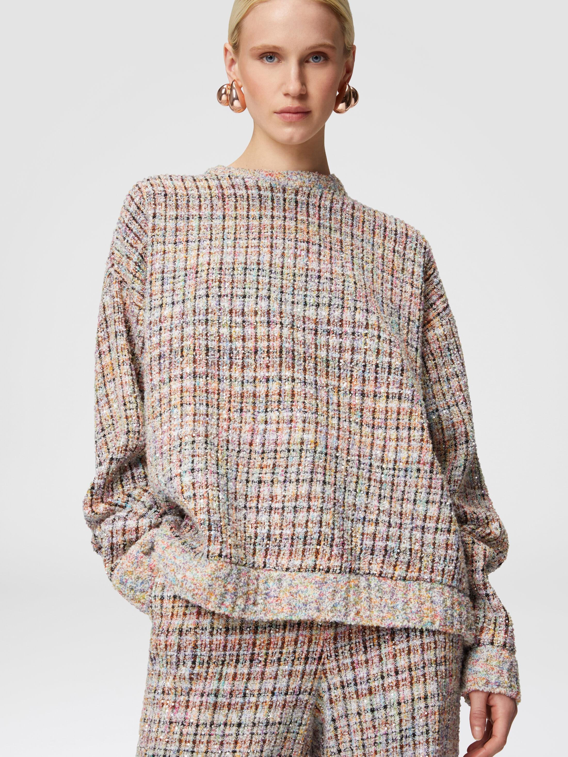 Bouclé checkered crewneck sweatshirt with sequins Product Image