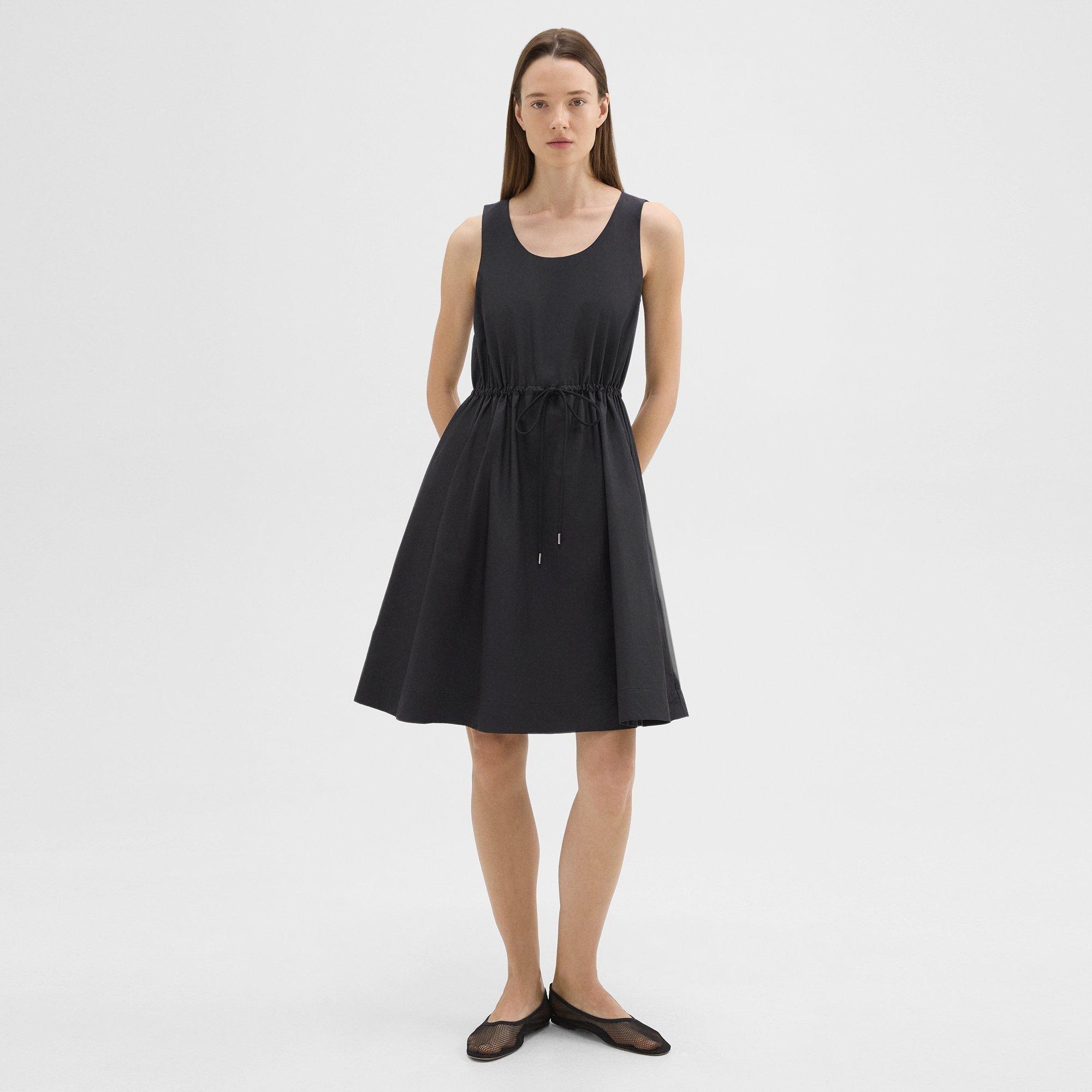 Cotton-Blend Sleeveless Drawstring Dress | Theory Product Image