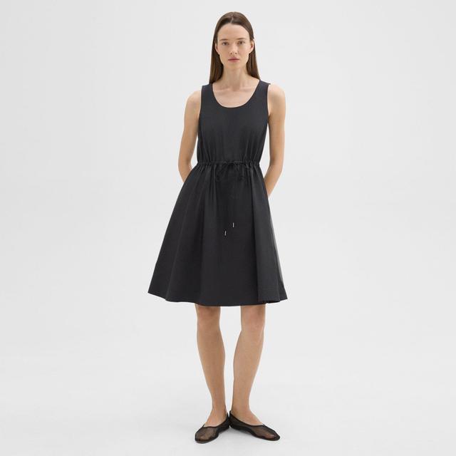 Cotton-Blend Sleeveless Drawstring Dress | Theory Product Image