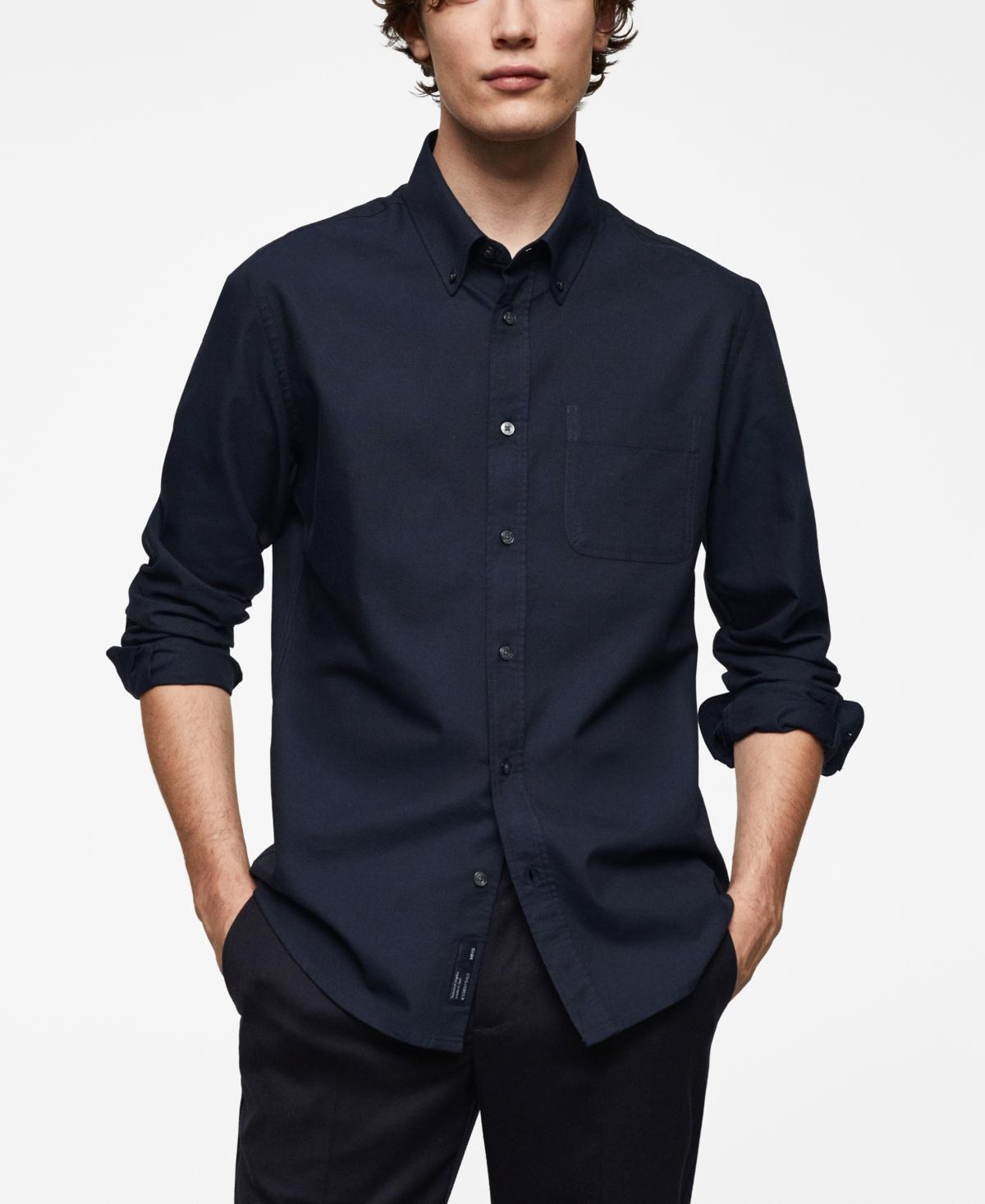 MANGO MAN - Regular fit Oxford cotton shirt navyMen Product Image