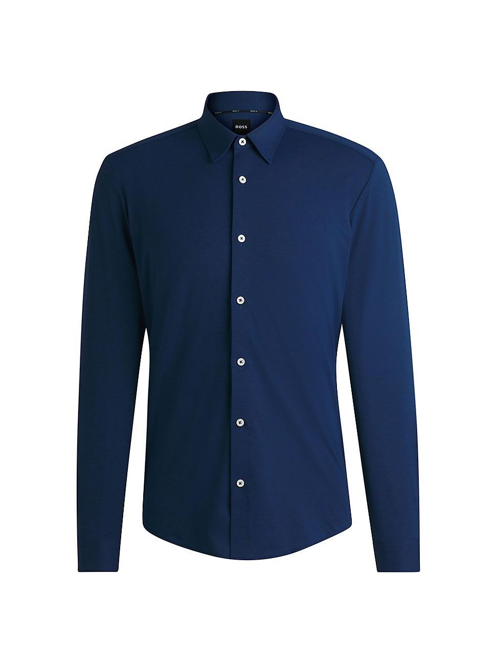 Mens Slim Fit Shirt in Melange Performance Stretch Jersey Product Image