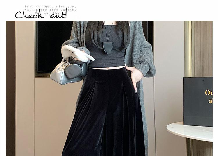 High Waist Plain Wide Leg Pants Product Image