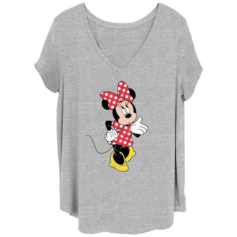 Disneys Minnie Mouse Blowing A Kiss Juniors Plus Graphic Tee, Womens Grey Gray Product Image