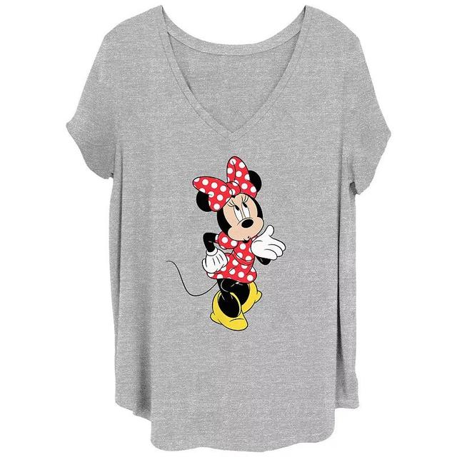 Disneys Minnie Mouse Blowing A Kiss Juniors Plus Graphic Tee, Womens Grey Gray Product Image