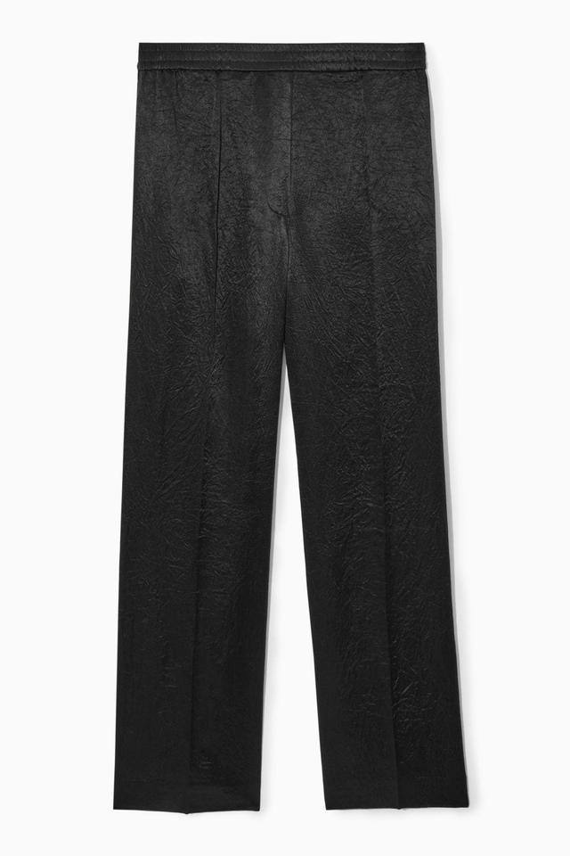 STRAIGHT-LEG CRINKLED-SATIN PANTS Product Image