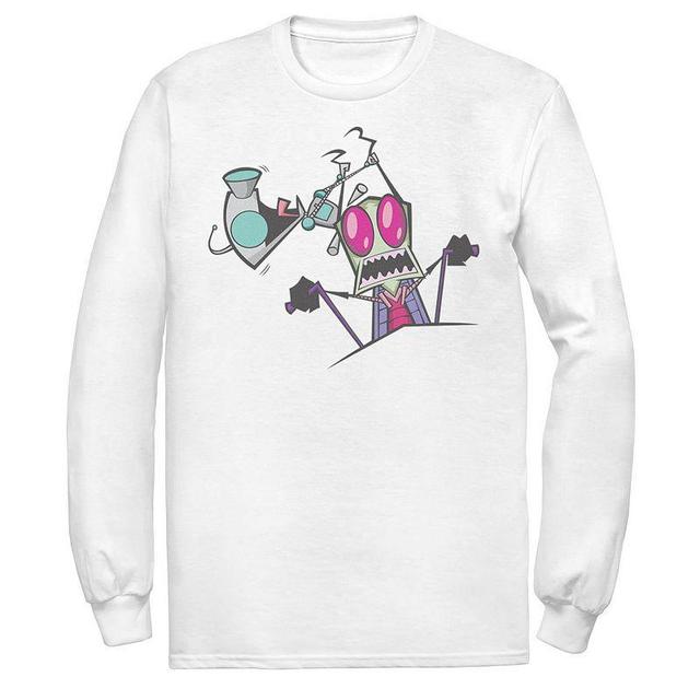 Mens Nickelodeon Invader Zim Gir Pulling Zims Antennas Portrait Long Sleeve Graphic Tee Product Image