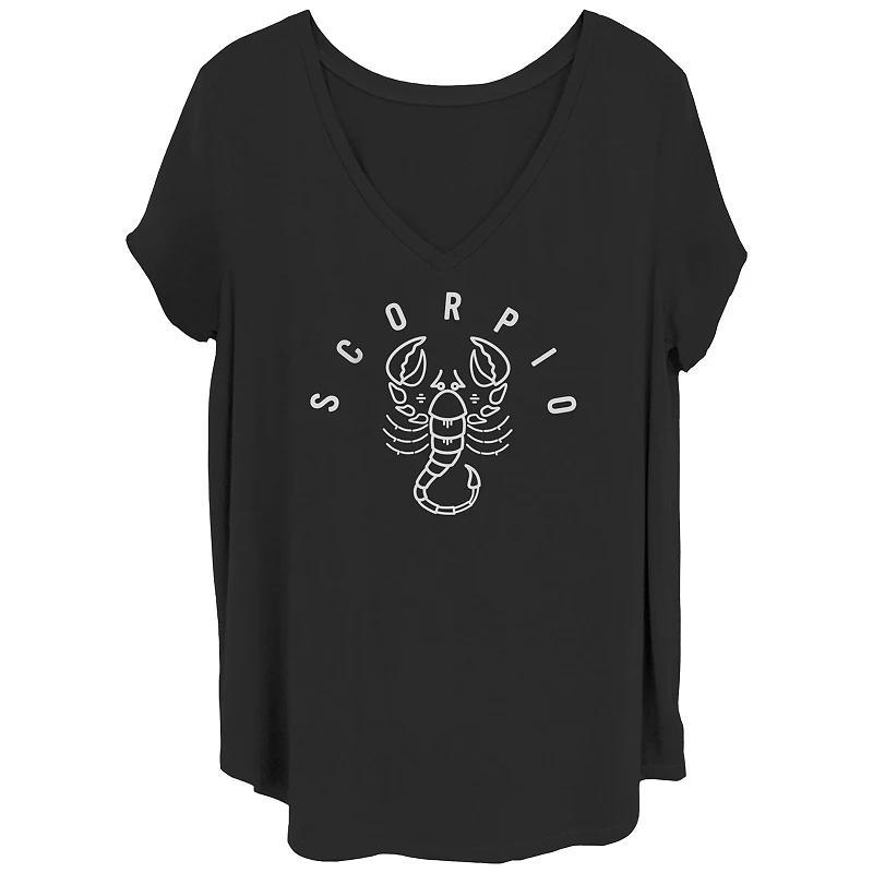 Juniors Plus Zodiac Scorpio Scorpion V-Neck Graphic Tee, Womens Product Image