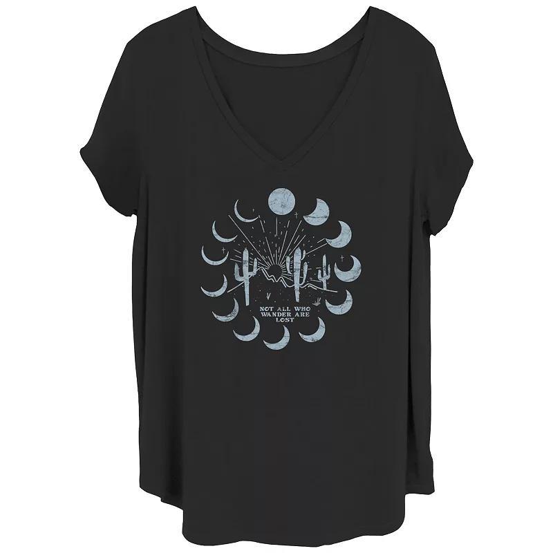 Juniors Plus Desert At Night Not All Who Wander Are Lost V-Neck Graphic Tee, Womens product image