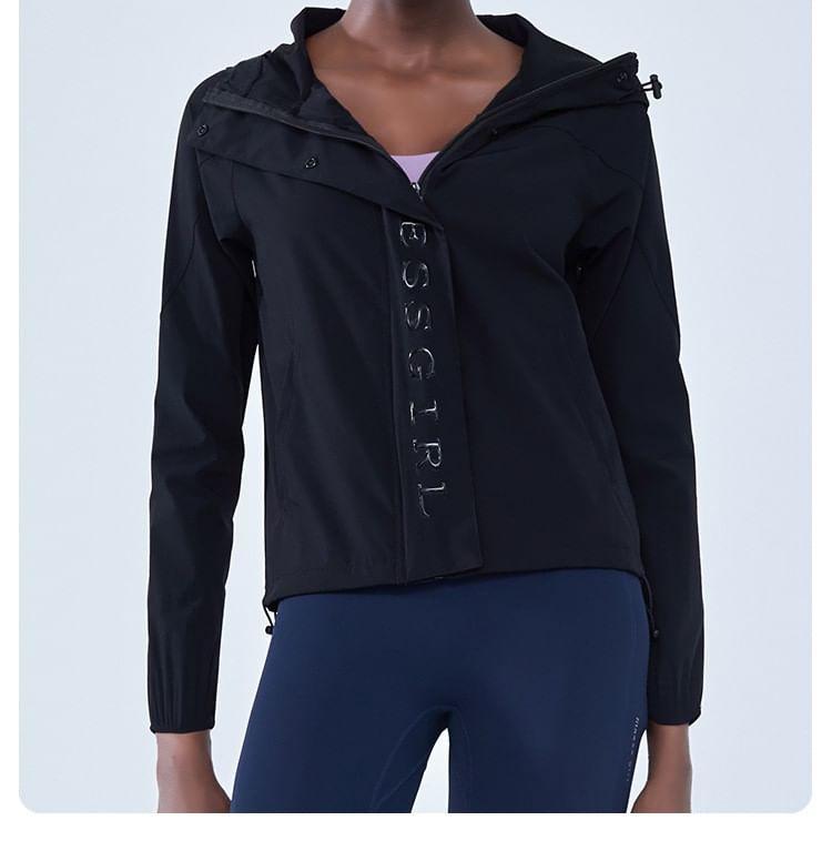 Hooded Plain Zip Up Sport Jacket Product Image