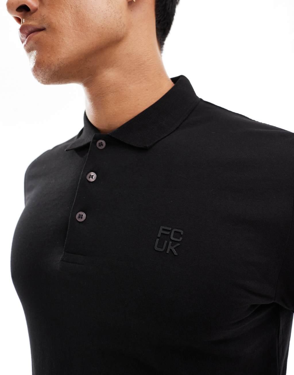 FCUK chest logo polo in black Product Image