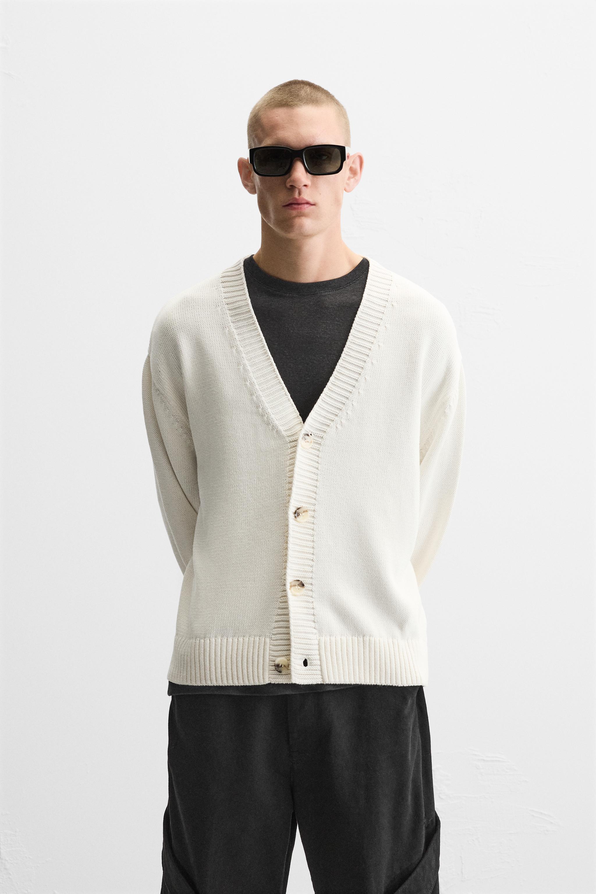 TEXTURED COTTON CARDIGAN Product Image