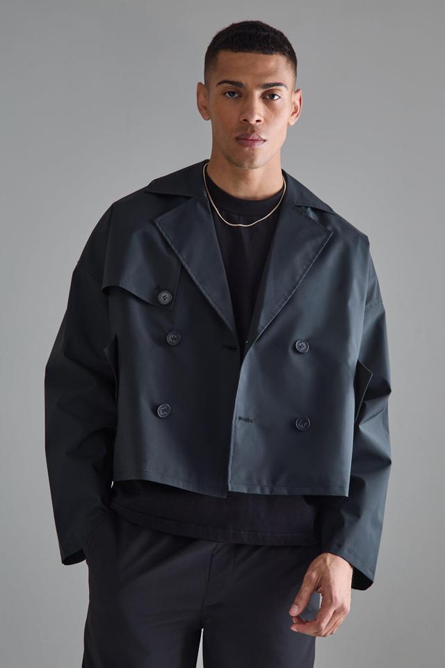 Cropped Double Breasted Trench Coat | boohooMAN USA Product Image