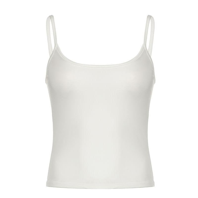 Scoop Neck Plain Slim-Fit Crop Camisole Top Product Image