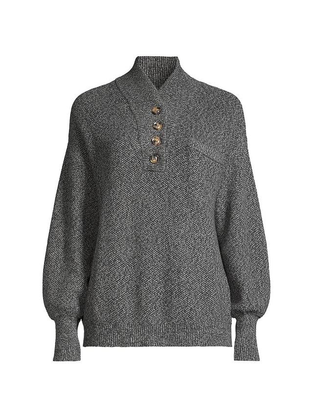 Womens Cozy Cotton-Blend Henley Sweater Product Image