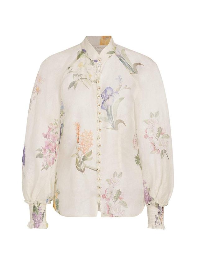 Womens Natura Linen-Silk Floral Blouse Product Image