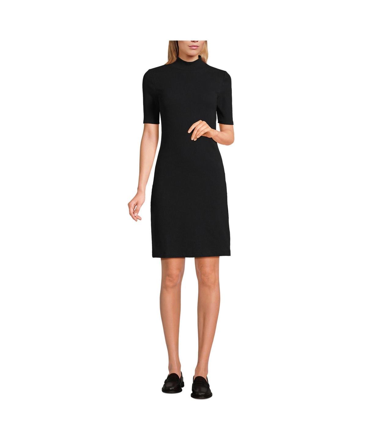 Womens Lands End Rib Knit Mock Neck Above Knee Dress Product Image