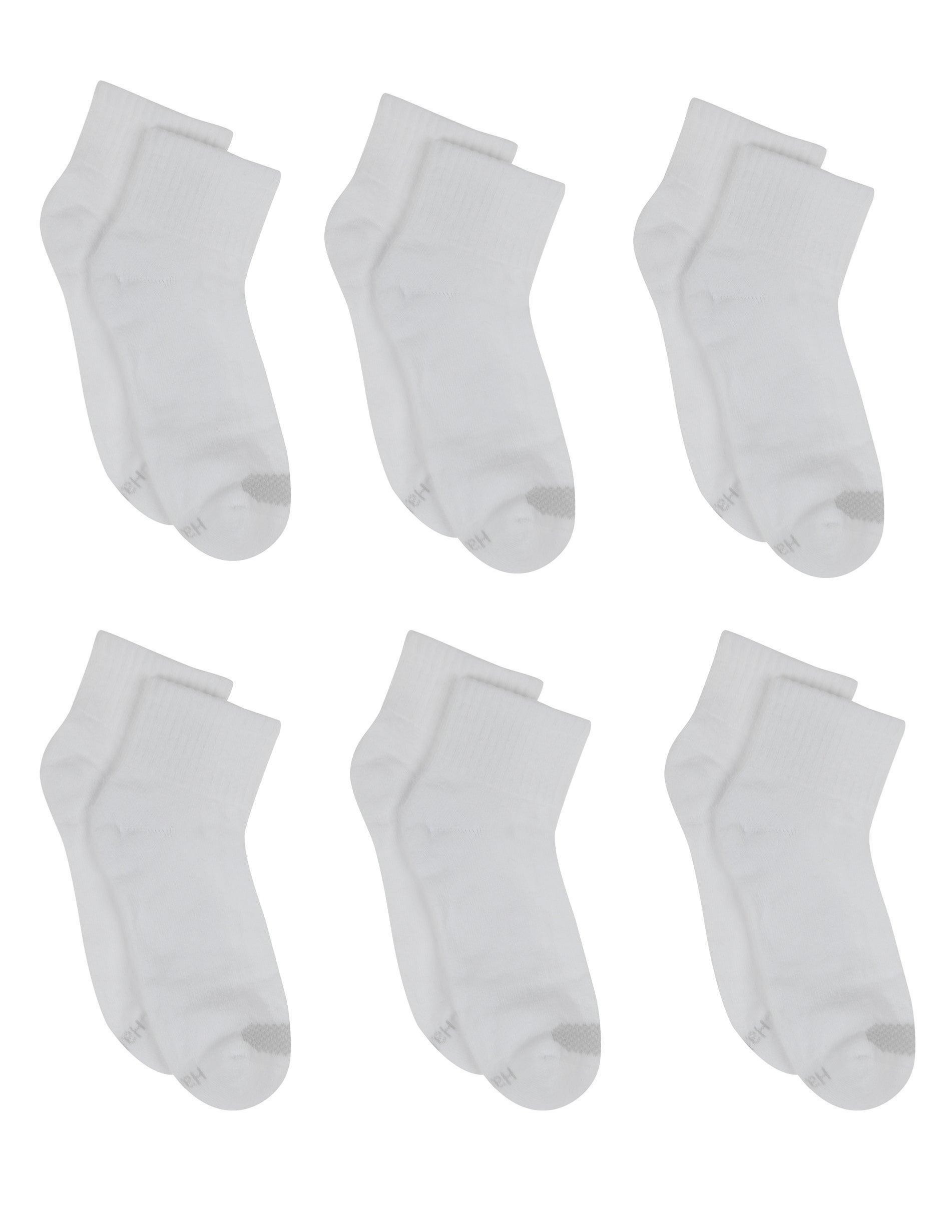 Hanes Womens Breathable Cushioned Ankle Socks, Comfort Toe Seam, 6-Pairs White w/Grey Vent 5-9 Product Image