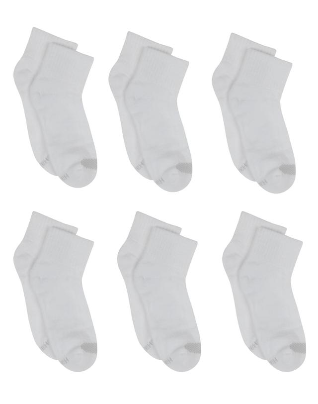 Hanes Womens Breathable Cushioned Ankle Socks, Comfort Toe Seam, 6-Pairs White w/Grey Vent 5-9 Product Image