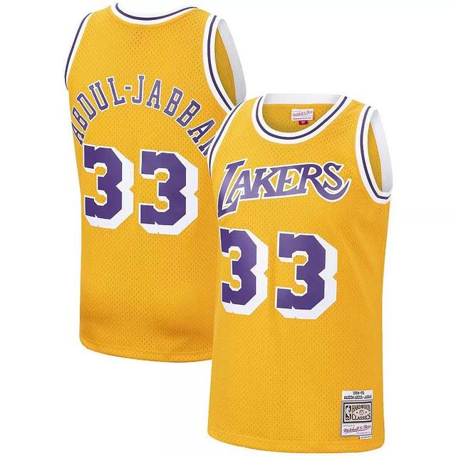 Mens Mitchell & Ness Kareem Abdul-Jabbar Los Angeles Lakers Hardwood Classics Swingman Jersey Product Image