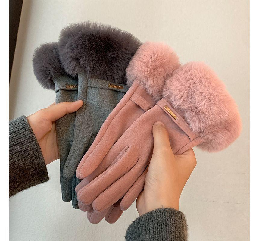 Faux Fur Touchscreen Gloves Product Image