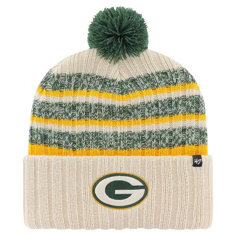 Mens 47 Brand Cream Green Bay Packers Tavern Cuffed Knit Hat with Pom Product Image