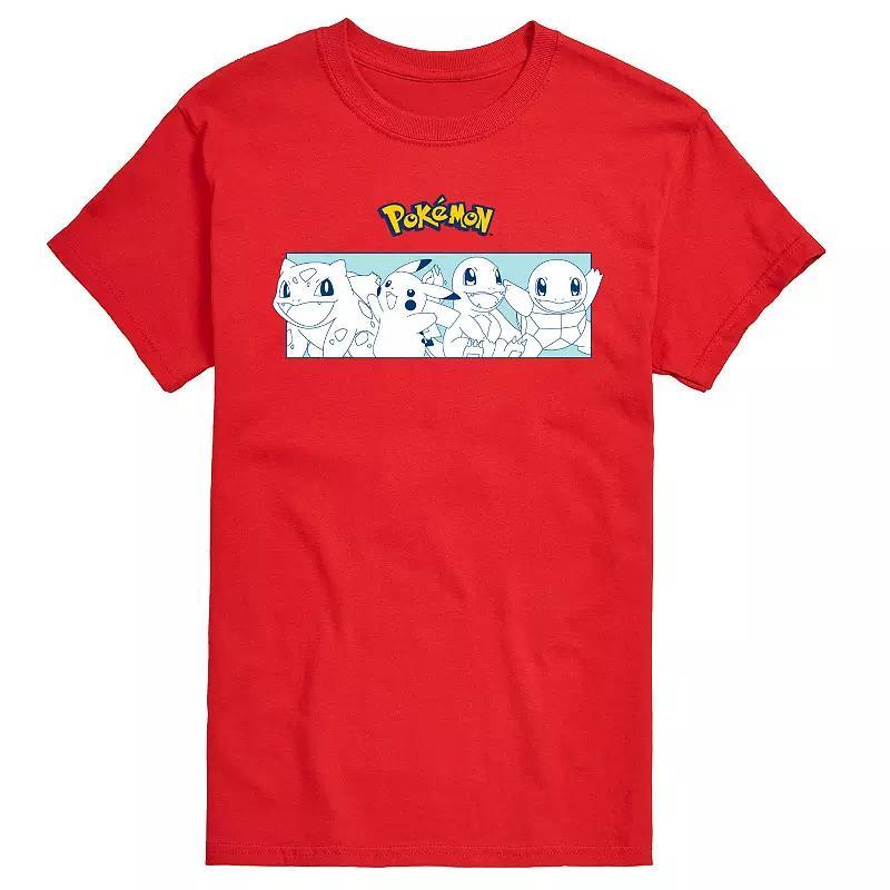 Mens Pokemon Starters Stripe Graphic Tee Red Product Image