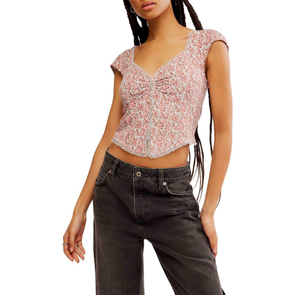 Faye Floral Crop Top In Grey Combo Product Image