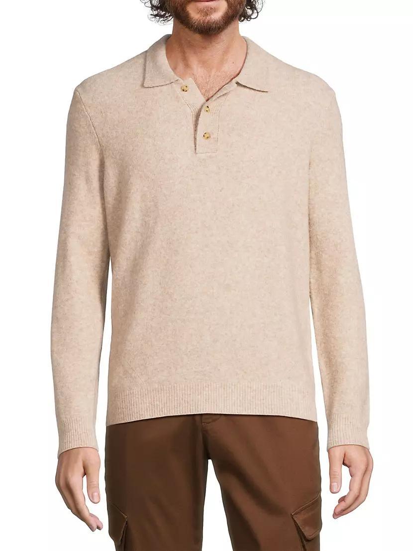 Long-Sleeve Knit Polo Top Product Image