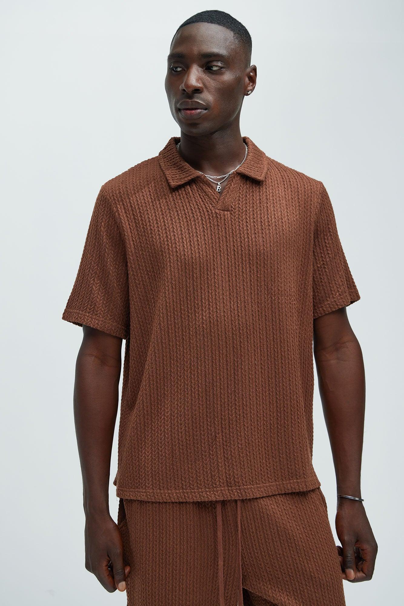 Catanina Textured Polo - Brown Product Image