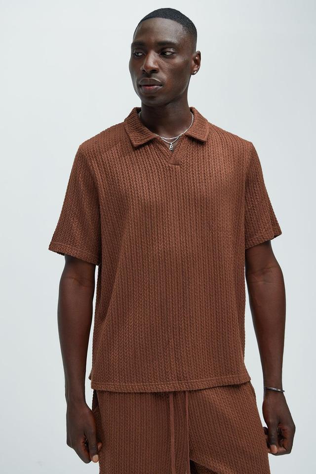 Catanina Textured Polo - Brown Product Image