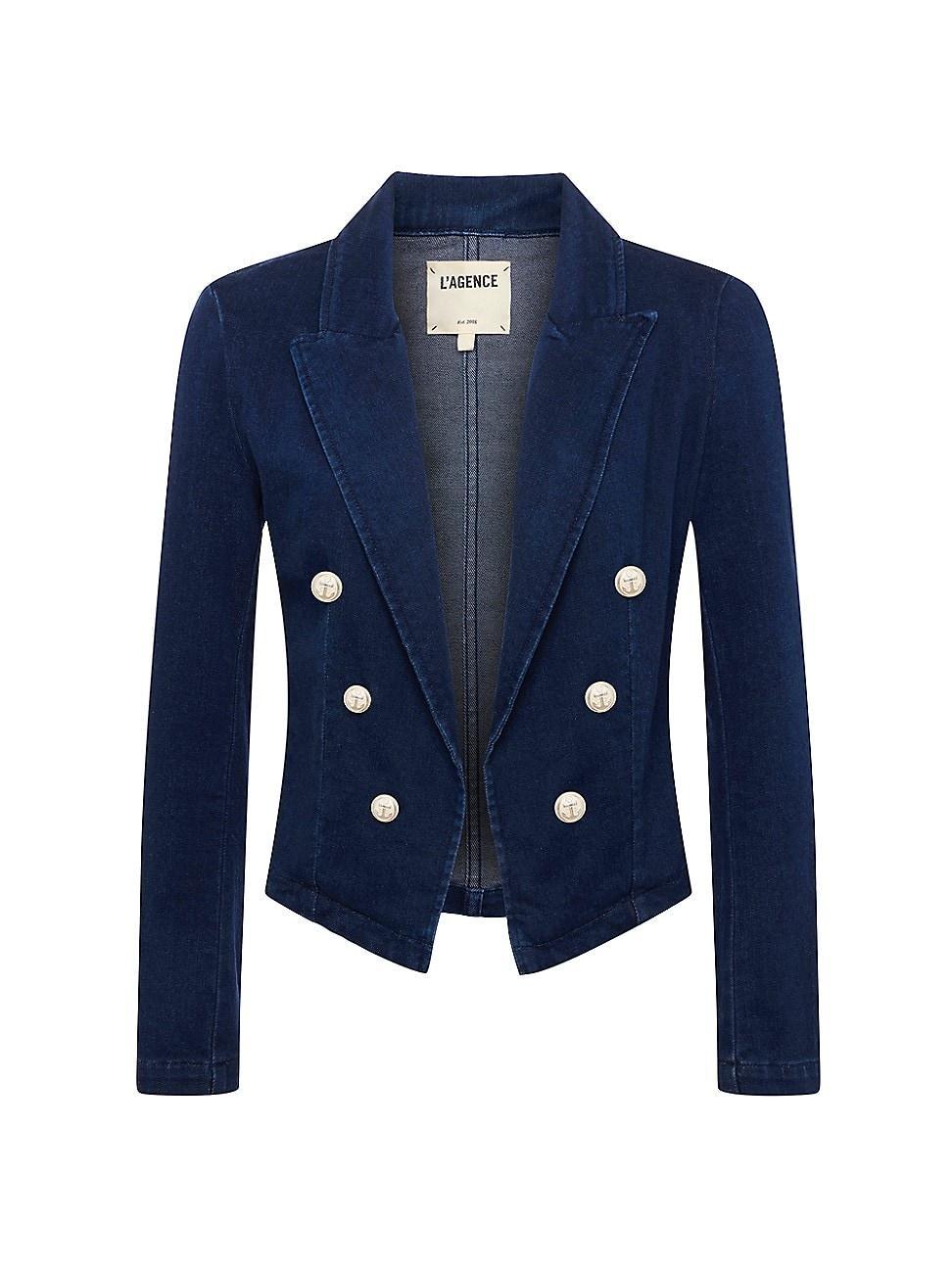 Womens Wayne Denim Double-Breasted Blazer Product Image