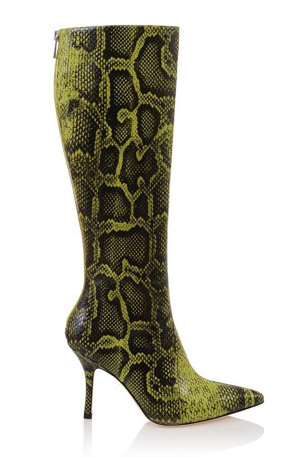 Royale Green Print Knee High Boots Product Image