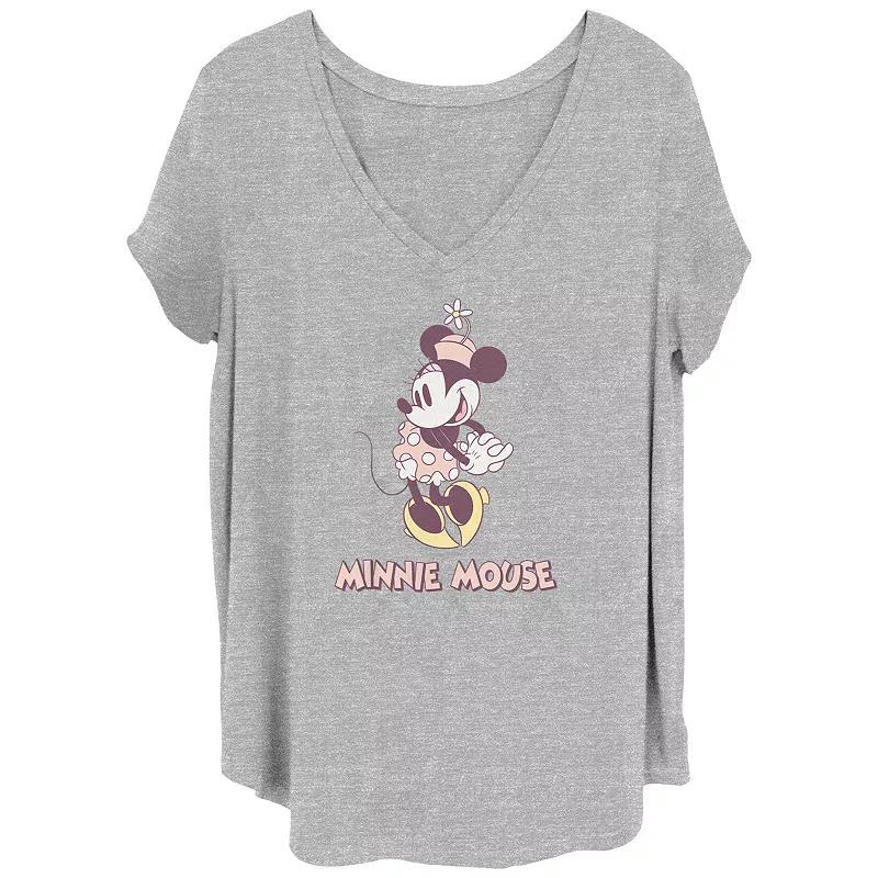 Disneys Minnie Mouse Circles Set Juniors Plus Graphic Tee, Womens Grey Gray Product Image