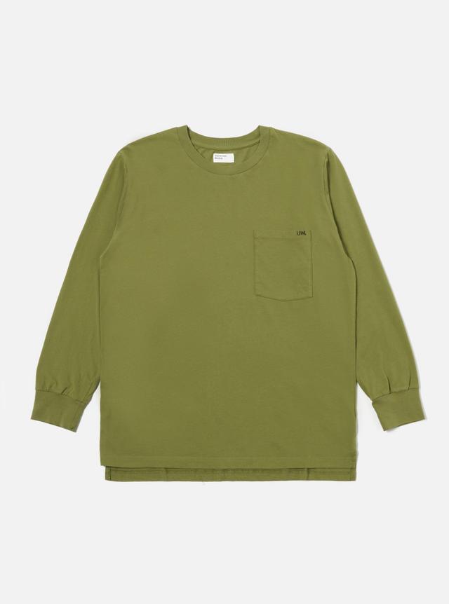 Universal Works L/S Tee in Olive Organic Jersey Product Image