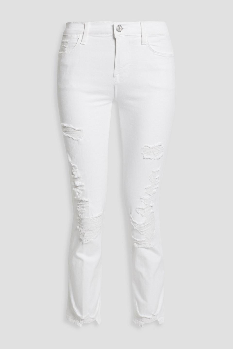 Le High Cropped Distressed High-rise Skinny Jeans In White Product Image