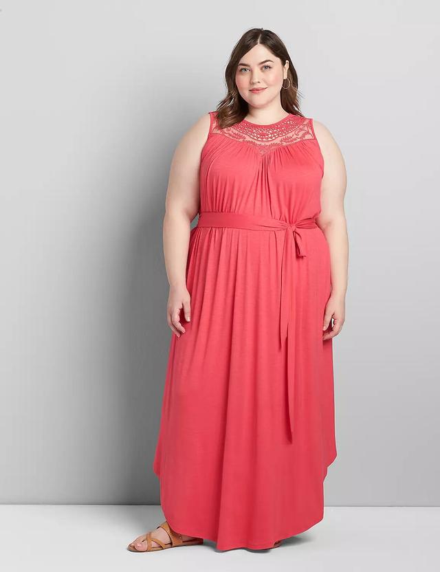 Crochet-Front Maxi Dress Product Image