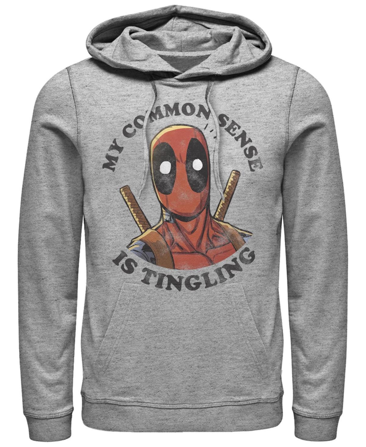 Mens Marvel Deadpool Common Sense is Tingling Hoodie Athletic Grey Product Image